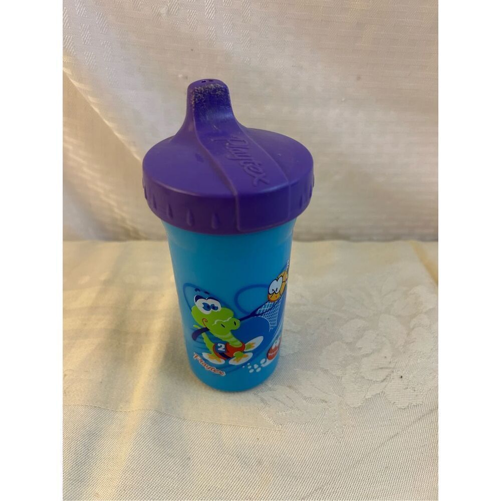 Playtex dinosaur cup2004 teeth markers on lid blue‎ purple